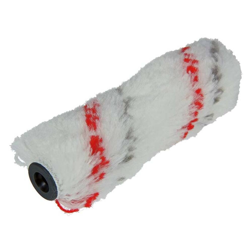ROULEAU DE PEINTURE PERLON BLANC À RAYURES ROUGES ET GRISES